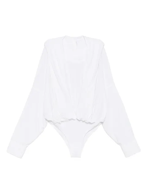 Norma Kamali draped-sleeve bodysuit White KK325BPLQ97944