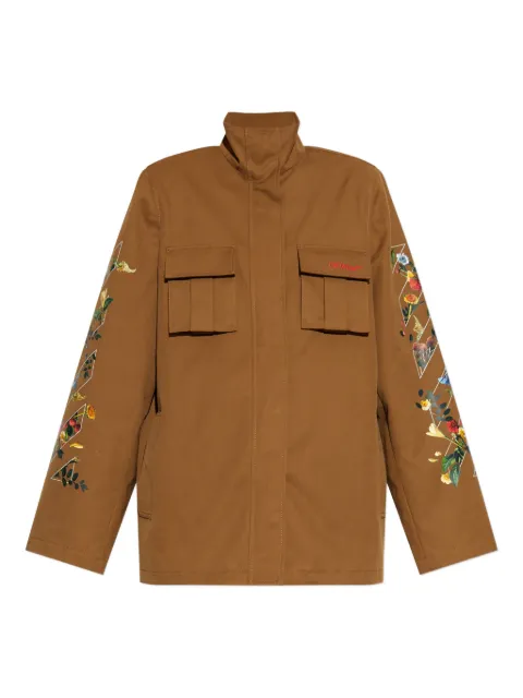 Off-White floral-arrow print utility jacket Brown OWEL013F25FAB0015858