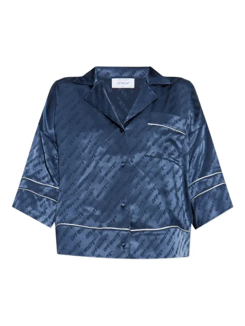 Off-White satin pyjama shirt Blue OWGG008F25FAB0014800