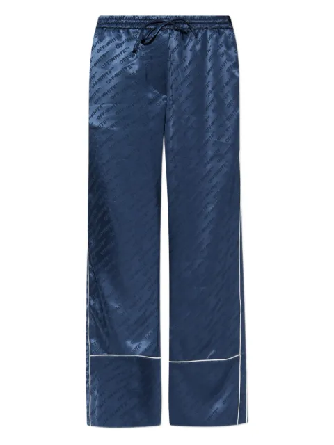 Off-White logo-pattern piped trousers Blue OWCA18ZF25FAB0014800