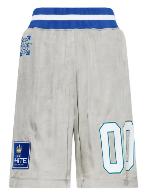 Off-White Dyed Vi Sat 00 logo-patch loose shorts Grey OWCB05KF25FAB0010647