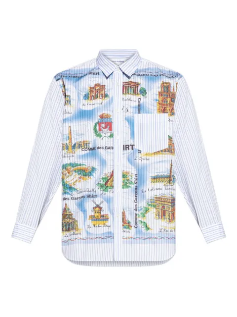 Comme Des Garçons Shirt graphic print striped shirt Blue FPB058
