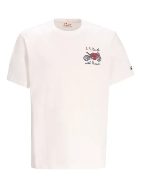 MC2 Saint Barth motorcycle-print cotton T-shirt White TSHM001