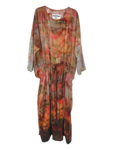 Anntian print drawstring midi dress Brown 1230105