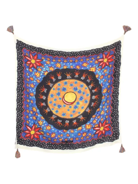 Anntian star-print embroidered scarf Blue 111