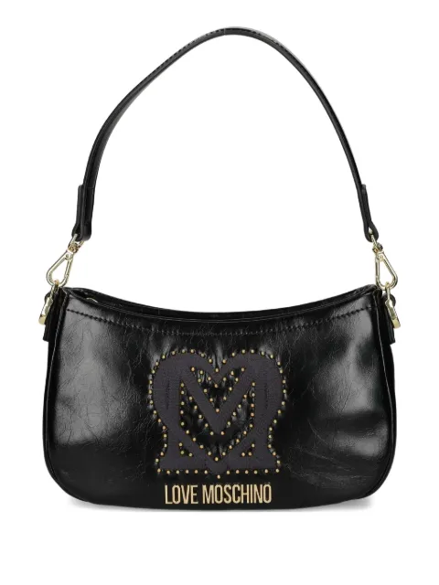 Love Moschino logo-plaque studded shoulder bag Black JC4381PP0NKT0