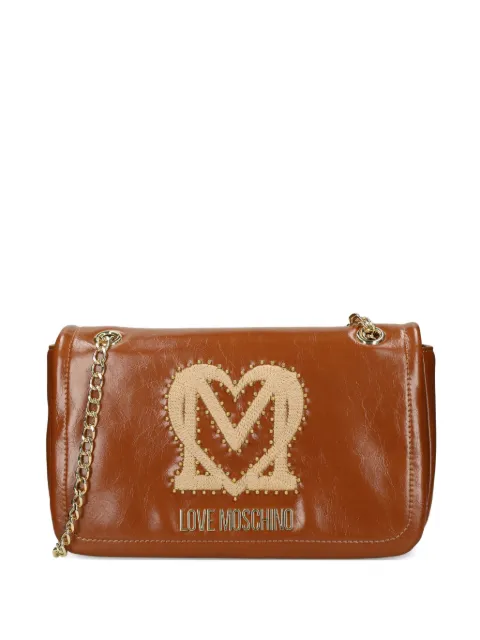 Love Moschino logo-plaque studded shoulder bag Brown JC4382PP0NKT0
