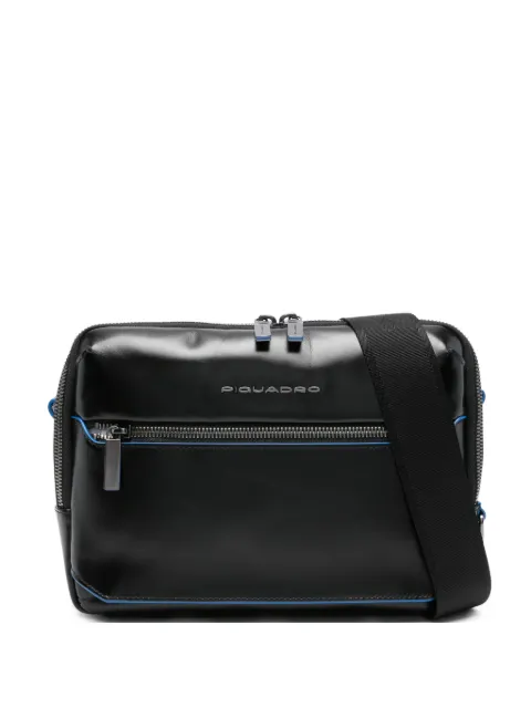 PIQUADRO logo-plaque zip-fastening shoulder bag Black CA6588B2