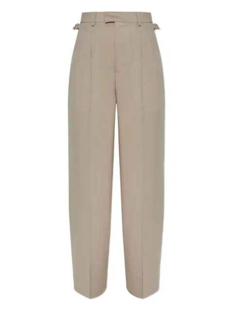 AMI Paris pleated buckle-fastening trousers Neutrals FTR818WV0066