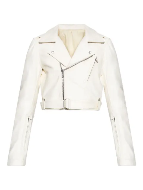 Rick Owens belted asymmetrical zip-up jacket White RP02E4766LBH
