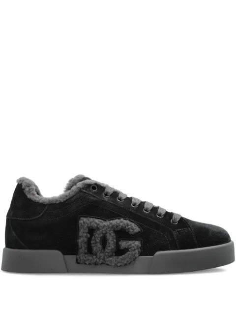 Dolce & Gabbana logo-detail suede trainers Black CK2374AJ222