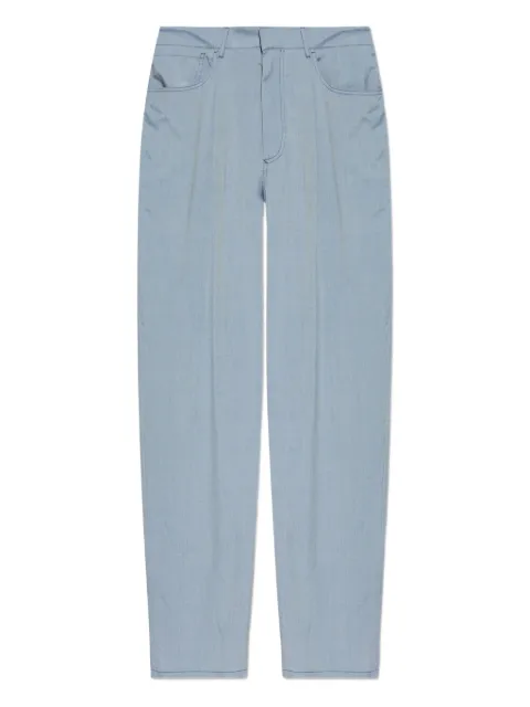 Giorgio Armani pleated denim-effect silk trousers Blue GM001743TE16194
