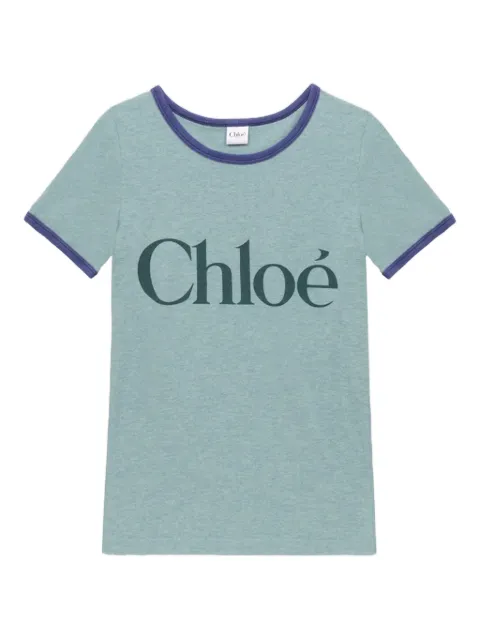 Chloé logo-print round-neck T-shirt Blue CH25AJH24173