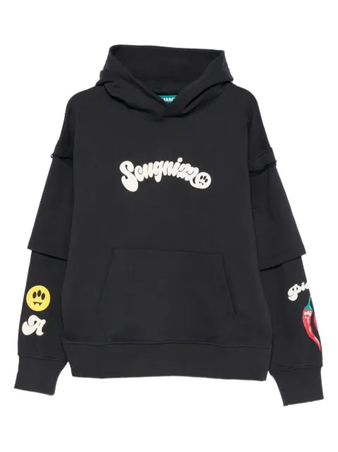 BARROW graphic-print layered hoodie Black F5BWUAHS075251