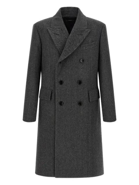 TOM FORD herringbone double-breasted coat Grey OCL012FMW061ZDGBL