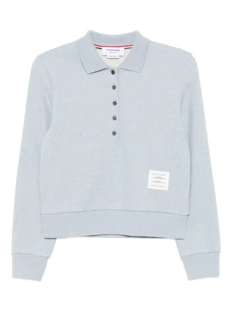 Thom Browne logo-appliqué cotton polo top Blue FJP115AJ0229480