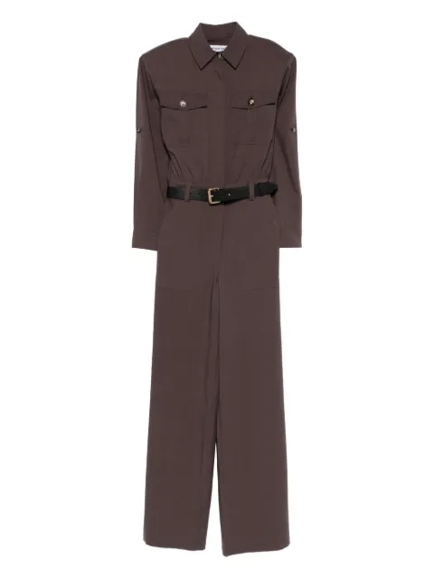 Self-Portrait belted pocket jumpsuit Brown AW25077JSBRBROWN