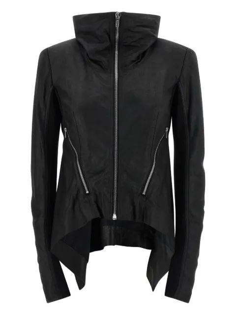 Rick Owens fold-neck zip-front leather jacket Black RP02E4735LBA09