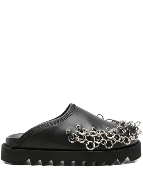 Toga Pulla chain-embellished leather mules Black FTGPW143909005