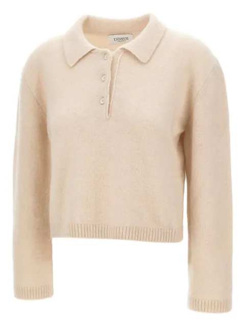 Laneus long-sleeve ribbed polo top Neutrals F5LAWOKP249013