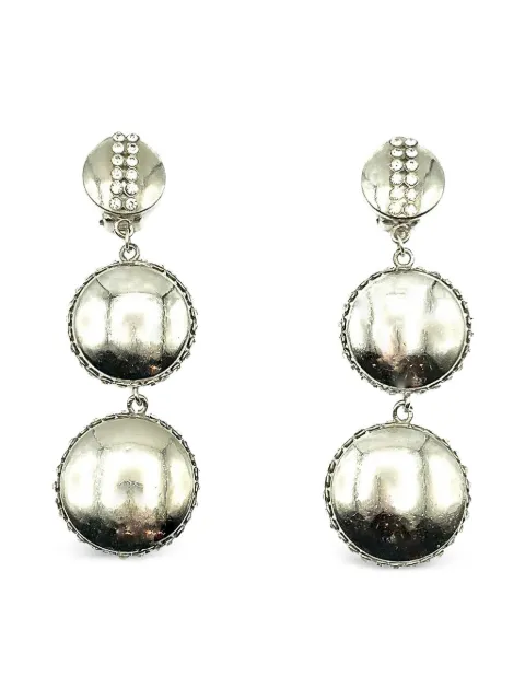 Jennifer Gibson Jewellery 1970s crystal button drop earrings Silver JGJCRYSBUTTERG