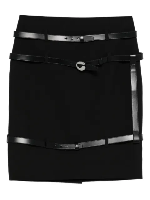 Coperni leather-trimmed belted skirt Black COPJ95F3004