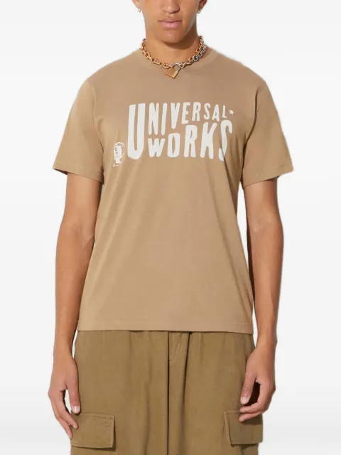 Universal Works logo-print T-shirt Neutrals 29182
