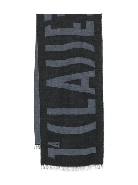 ALVIERO MARTINI 1° CLASSE logo-detail fringed-edges scarf Grey S57917690058