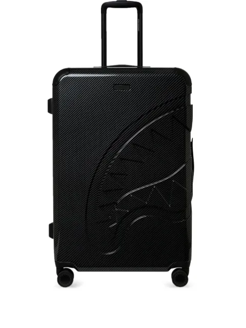 Sprayground shark-embossed rolling luggage Black CL278