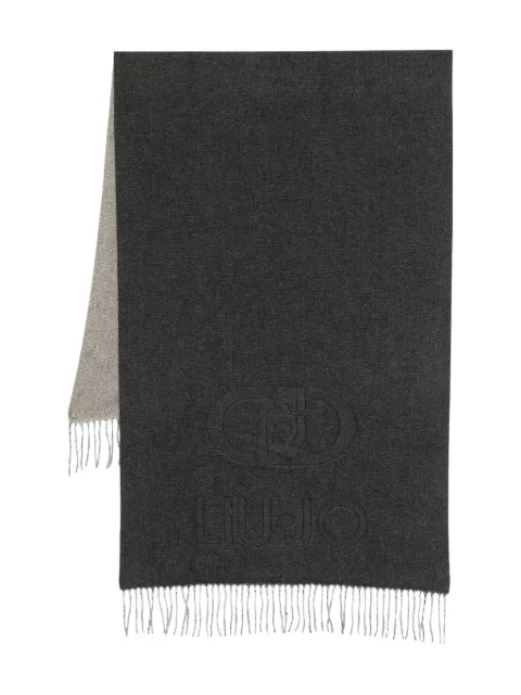 LIU JO logo-embroidered fringe scarf Black 2F5023T0300