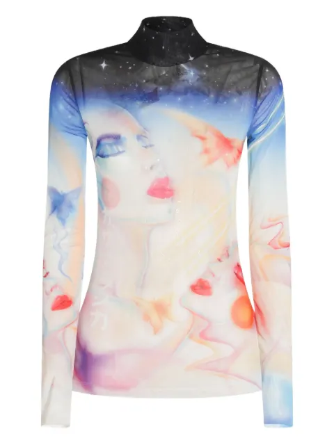 Casablanca graphic-print long-sleeve top White WPF25JTP02801