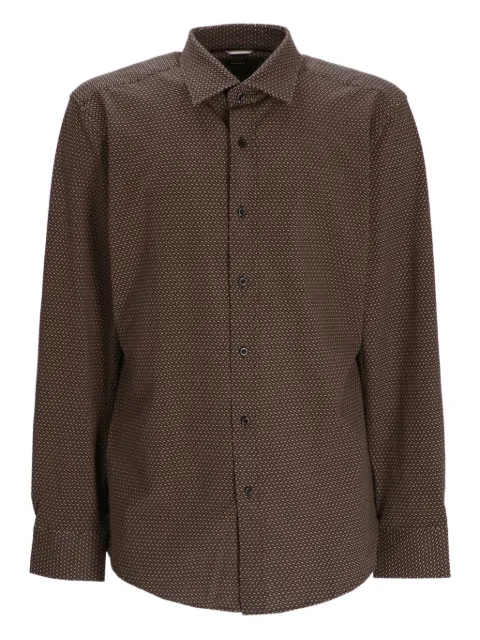 BOSS geometric-print cotton shirt Neutrals 50545430