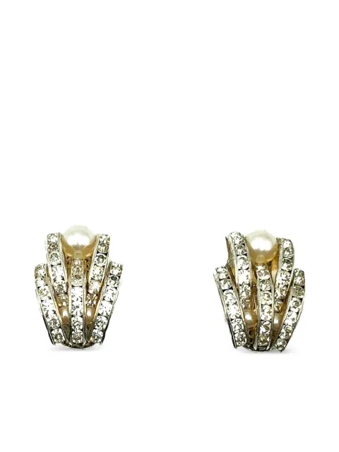 Jennifer Gibson Jewellery 1950s crystal pearl earrings Silver JGJDECOCRYSERG