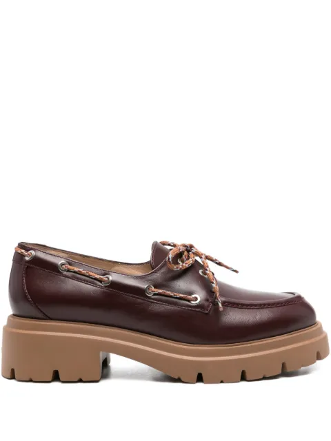 Stuart Weitzman chunky leather boat shoes Red SM537