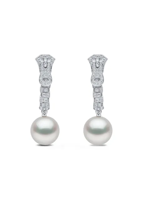 Yoko London South Sea pearl and diamonds zip earrings Silver CS1012E7W