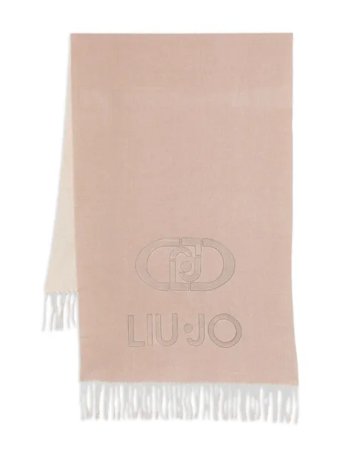 LIU JO logo-embroidered fringed scarf Neutrals 2F5023T0300