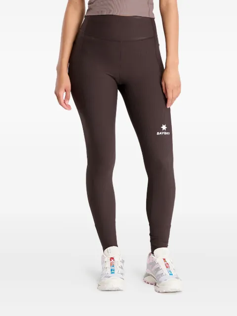 SAYSKY ribbed pocket leggings Brown OWRLT21C712