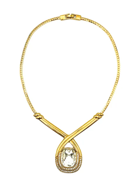 Jennifer Gibson Jewellery 1980s crystal crossover necklace Gold JGJXOVERNKL