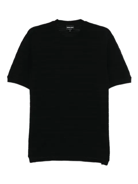 Giorgio Armani striped wool T-shirt Black GM001988TE1702UC001