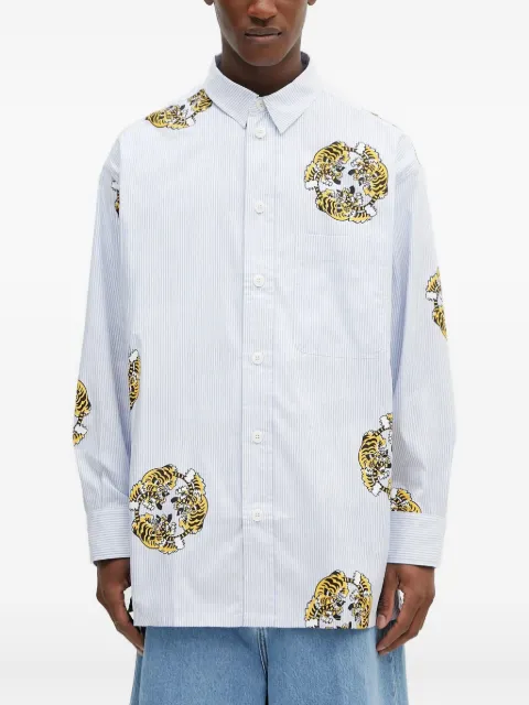 Kenzo striped tiger-print shirt Blue FF55CH5039A5