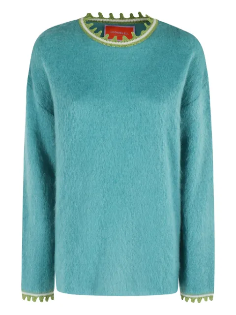 La DoubleJ scalloped-trimmed sweater Blue PUL0165KNI170SOLIDBU08