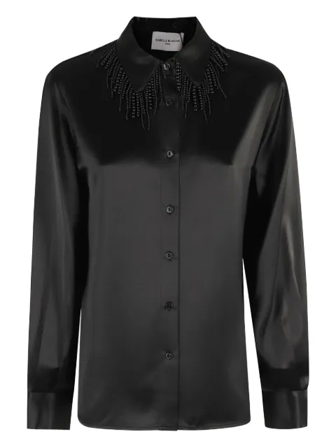 Isabelle Blanche beaded-collar satin shirt Black IS25FWC079T008097