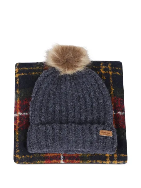 Barbour pompom-detail beanie-scarf set Red LGS0077TN69
