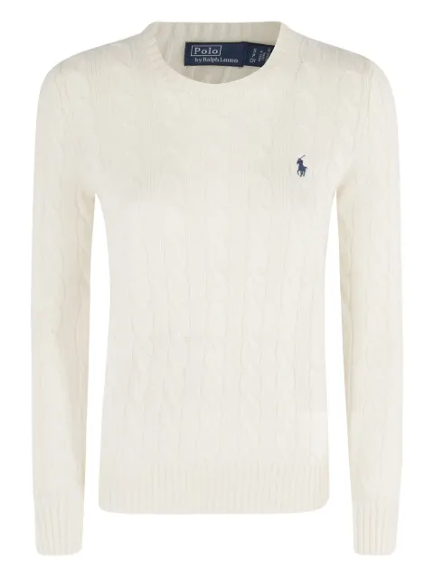Polo Ralph Lauren embroidered-logo cable-knit sweater White 211971865001