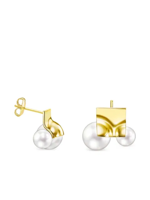 TASAKI 18K yellow gold M/G Tasaki Square Leaf pearls earrings Gold EC4489Y