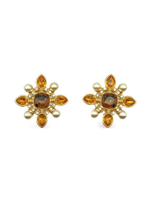 Jennifer Gibson Jewellery 1980s swarovski cruciform topaz citrine earrings Gold JGJCITRINERG