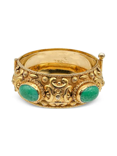 Jennifer Gibson Jewellery 1970s repousse cabochon bangle Gold JGJJADEBLT