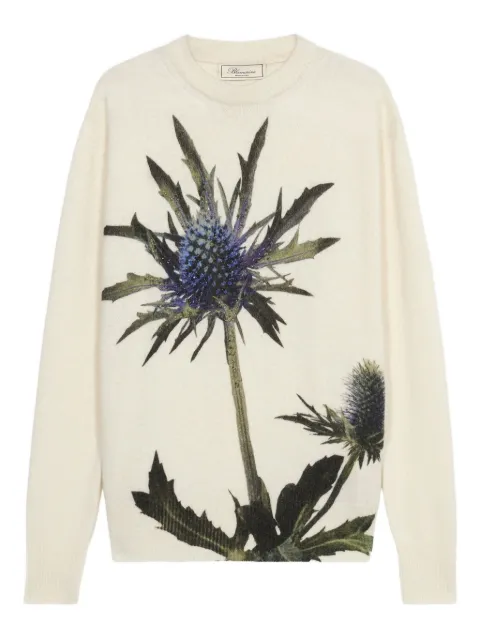 Blumarine floral-motif crew-neck sweater White 4M177A
