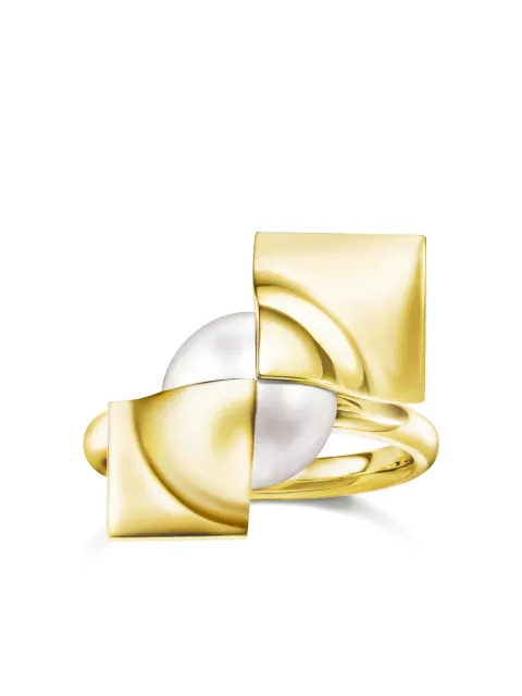 TASAKI 18K yellow gold M/G Tasaki Square Leaf pearl ring Gold RC4909Y