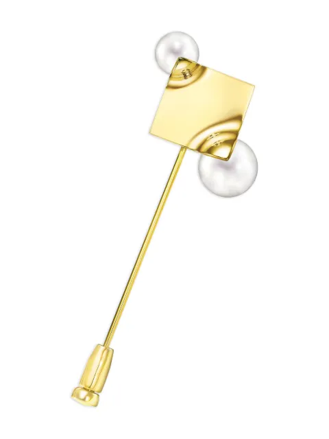 TASAKI 18K yellow gold M/G Tasaki Square Leaf freshwater pearl brooch Gold BC4452Y